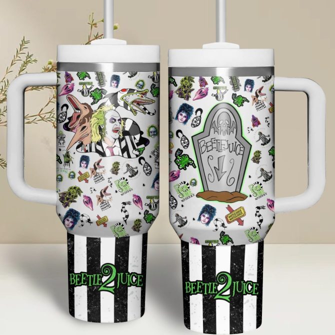 Beetlejuice Movies Custom Stanley Quencher 40Oz Stainless Steel Tumbler With Handle