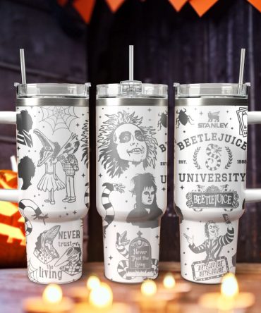 Beetlejuice Movies Custom Stanley Quencher 40Oz Stainless Steel Tumbler With Handle