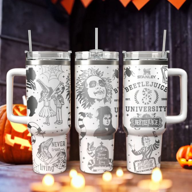 Beetlejuice Movies Custom Stanley Quencher 40Oz Stainless Steel Tumbler With Handle