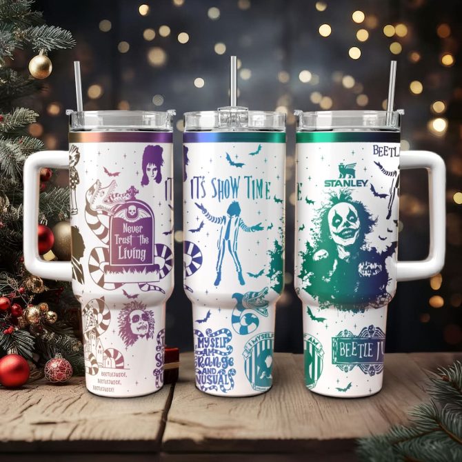 Beetlejuice Movies Custom Stanley Quencher 40Oz Stainless Steel Tumbler With Handle