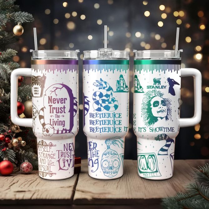 Beetlejuice Movies Custom Stanley Quencher 40Oz Stainless Steel Tumbler With Handle