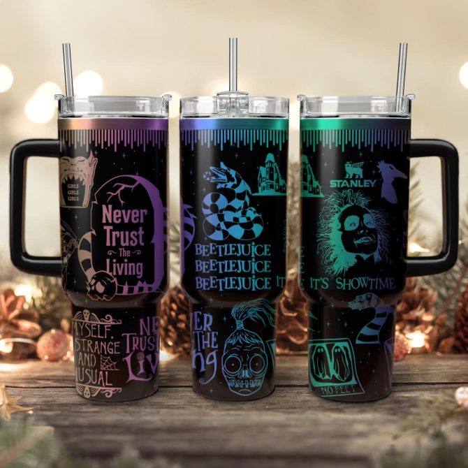 Beetlejuice Movies Custom Stanley Quencher 40Oz Stainless Steel Tumbler With Handle