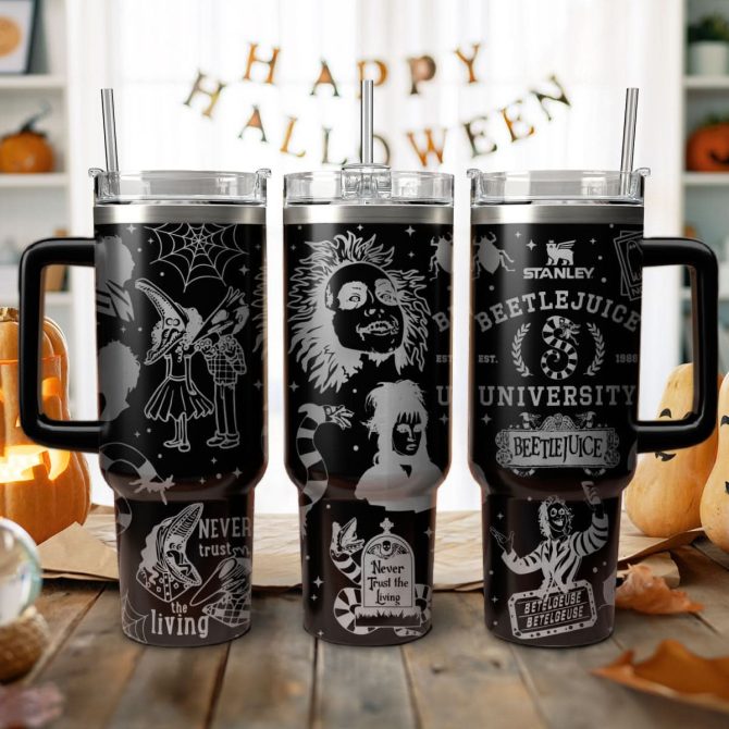 Beetlejuice Movies Custom Stanley Quencher 40Oz Stainless Steel Tumbler With Handle