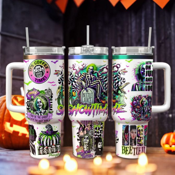 Beetlejuice Movies Custom Stanley Quencher 40Oz Stainless Steel Tumbler With Handle