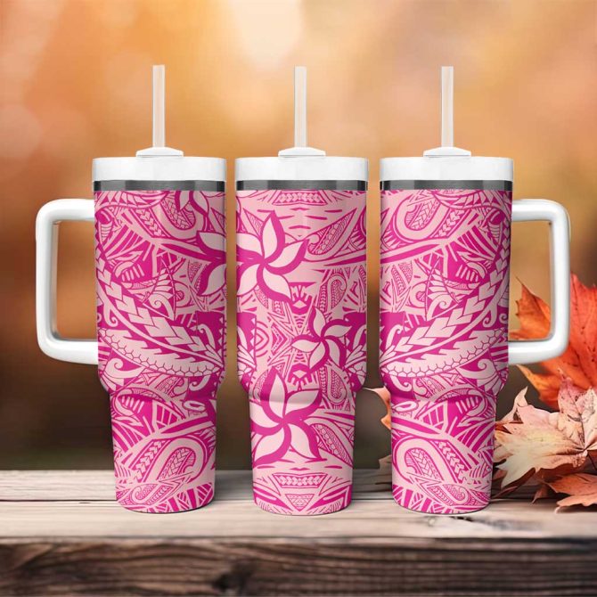 Beige Gradient Polynesia Hawaiian Tribal Hammerhead Shark Tattoo Custom Stanley Quencher 40Oz Stainless Steel Tumbler With Handle - Image 4