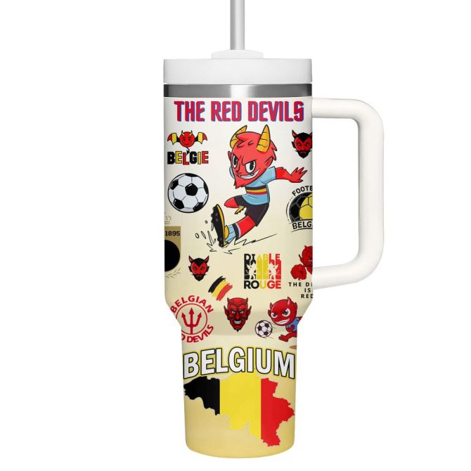 Belgium Euro 2024 Sport Custom Stanley Quencher 40Oz Stainless Steel Tumbler - Image 4