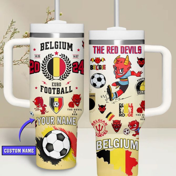 Belgium Euro 2024 Sport Custom Stanley Quencher 40Oz Stainless Steel Tumbler