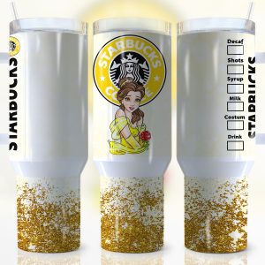 Belle Beauty And The Beast Disney Cartoon Custom Stanley Quencher 40Oz Stainless Steel Tumbler With Handle