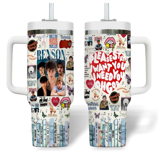Benson Boone Music Custom Stanley Quencher 40Oz Stainless Steel Tumbler