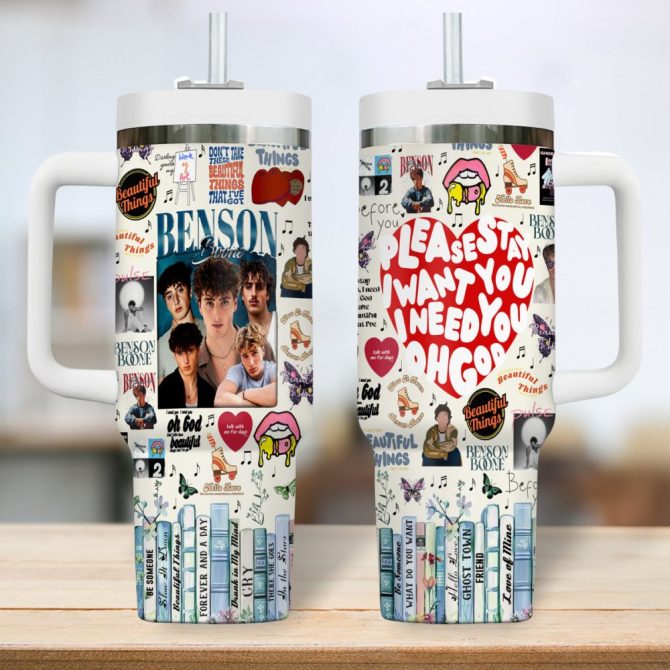 Benson Boone Music Custom Stanley Quencher 40Oz Stainless Steel Tumbler - Image 2