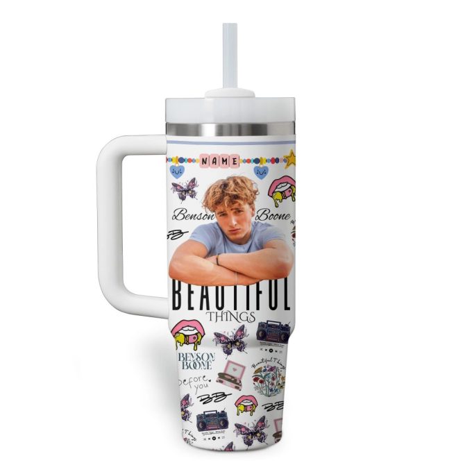 Benson Boone Music Custom Stanley Quencher 40Oz Stainless Steel Tumbler With Handle - Image 2