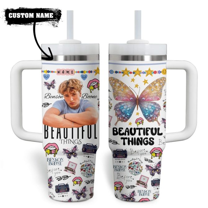 Benson Boone Music Custom Stanley Quencher 40Oz Stainless Steel Tumbler With Handle - Image 4