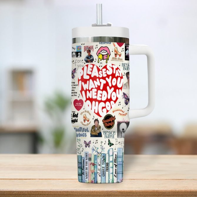 Benson Boone Music Custom Stanley Quencher 40Oz Stainless Steel Tumbler - Image 3