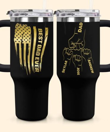 Best Dad Ever Custom Stanley Quencher 40Oz Stainless Steel Tumbler With Handle