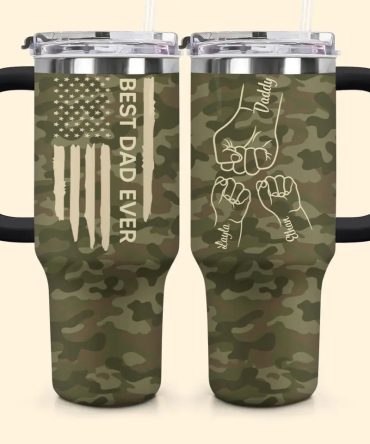 Best Dad Ever Custom Stanley Quencher 40Oz Stainless Steel Tumbler With Handle