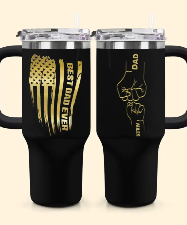 Best Dad Ever Custom Stanley Quencher 40Oz Stainless Steel Tumbler With Handle