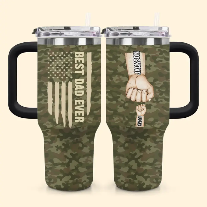 Best Dad Ever Custom Stanley Quencher 40Oz Stainless Steel Tumbler With Handle