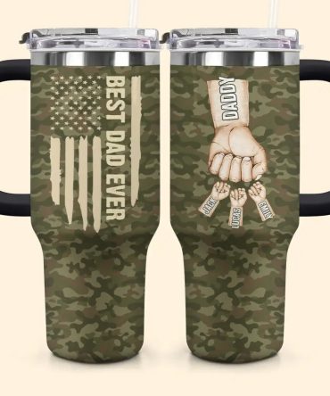 Best Dad Ever Custom Stanley Quencher 40Oz Stainless Steel Tumbler With Handle