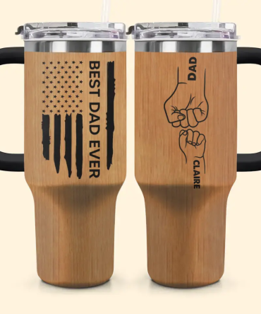 Best Dad Ever Custom Stanley Quencher 40Oz Stainless Steel Tumbler With Handle