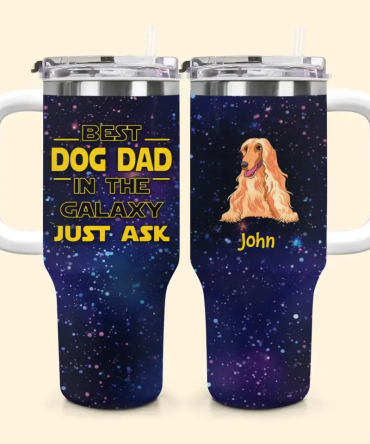Best Dog Dad Custom Stanley Quencher 40Oz Stainless Steel Tumbler With Handle