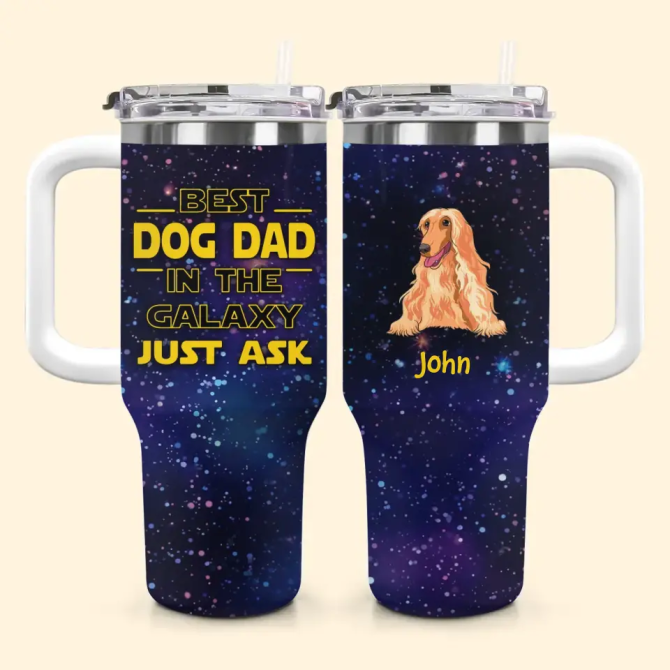 Best Dog Dad Custom Stanley Quencher 40Oz Stainless Steel Tumbler With Handle