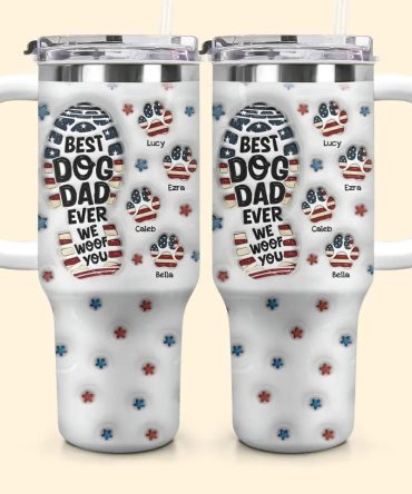 Best Dog Dad Ever Custom Stanley Quencher 40Oz Stainless Steel Tumbler With Handle