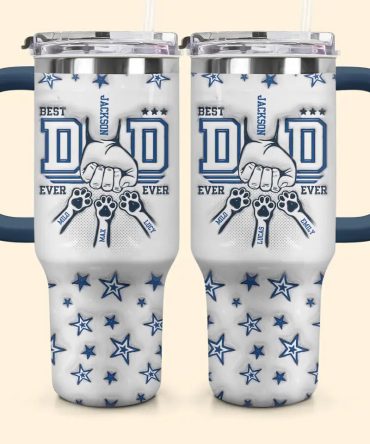 Best Fur Dad Ever Custom Stanley Quencher 40Oz Stainless Steel Tumbler With Handle