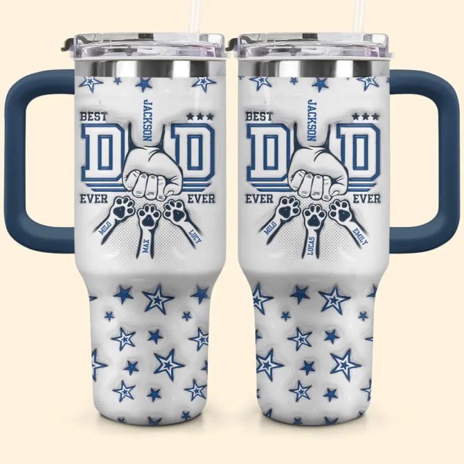 Best Fur Dad Ever Custom Stanley Quencher 40Oz Stainless Steel Tumbler With Handle