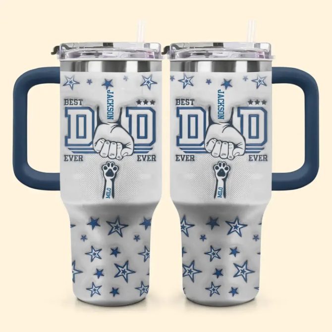 Best Fur Dad Ever Custom Stanley Quencher 40Oz Stainless Steel Tumbler With Handle - Image 2