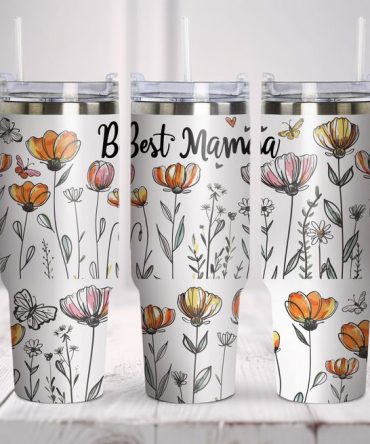Best Mama Flower Custom Stanley Quencher 40Oz Stainless Steel Tumbler