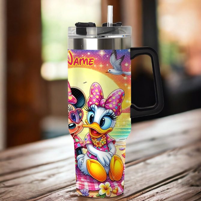 Bestie Summer Beach Cartoon Custom Stanley Quencher 40Oz Stainless Steel Tumbler With Handle - Image 3
