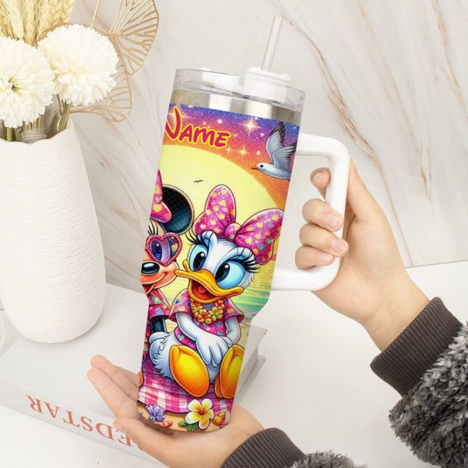 Bestie Summer Beach Cartoon Custom Stanley Quencher 40Oz Stainless Steel Tumbler With Handle - Image 2