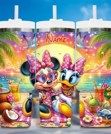 Bestie Summer Beach Cartoon Custom Stanley Quencher 40Oz Stainless Steel Tumbler With Handle