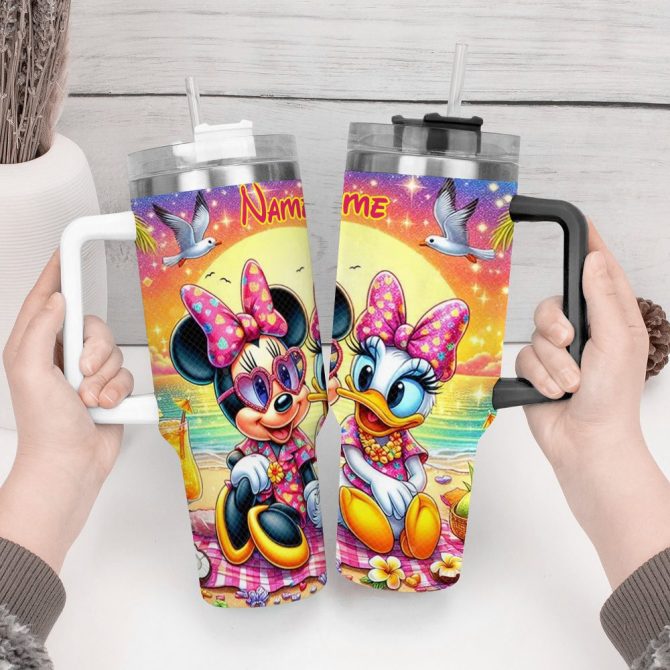 Bestie Summer Beach Cartoon Custom Stanley Quencher 40Oz Stainless Steel Tumbler With Handle - Image 4