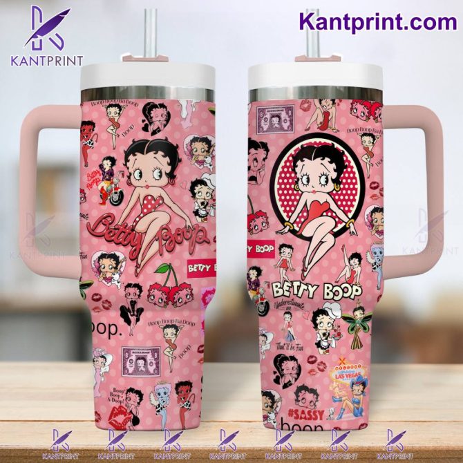 Betty Boop Cartoon Custom Stanley Quencher 40Oz Stainless Steel Tumbler With Handle