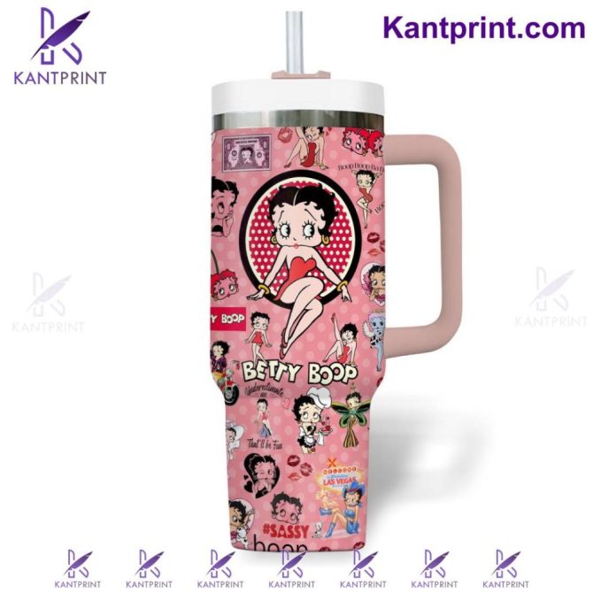 Betty Boop Cartoon Custom Stanley Quencher 40Oz Stainless Steel Tumbler With Handle - Image 2