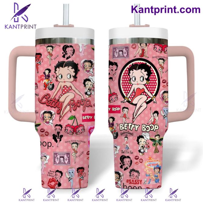 Betty Boop Cartoon Custom Stanley Quencher 40Oz Stainless Steel Tumbler With Handle - Image 4