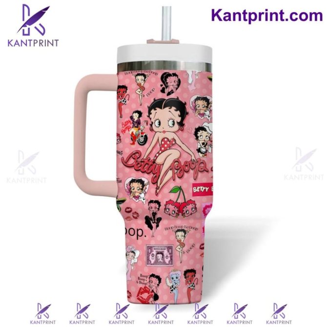Betty Boop Cartoon Custom Stanley Quencher 40Oz Stainless Steel Tumbler With Handle - Image 3