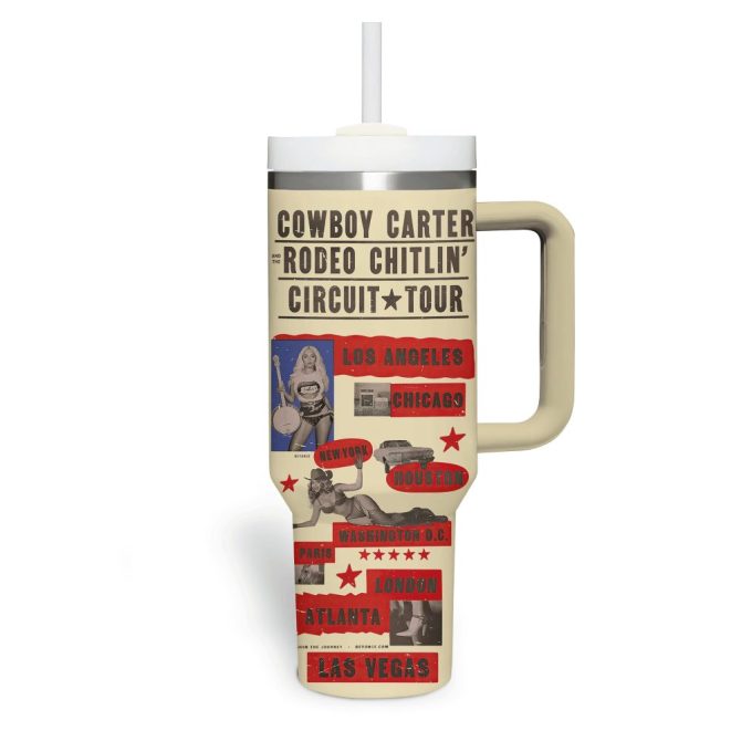 Beyonce Music Custom Stanley Quencher 40Oz Stainless Steel Tumbler With Handle - Image 3