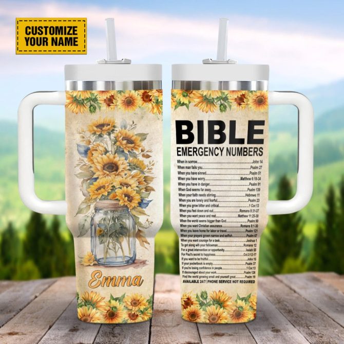 Bible Emergency God Custom Stanley Quencher 40Oz Stainless Steel Tumbler With Handle - Image 4