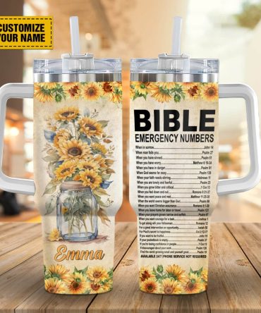 Bible Emergency God Custom Stanley Quencher 40Oz Stainless Steel Tumbler With Handle