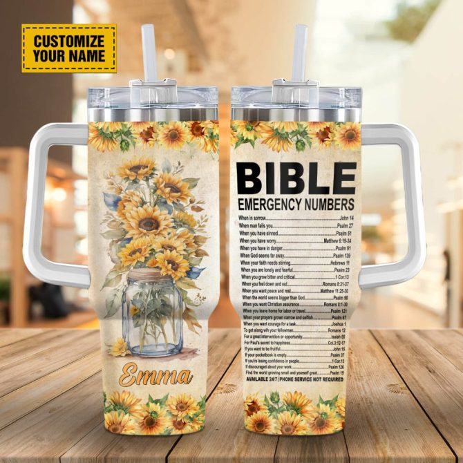 Bible Emergency God Custom Stanley Quencher 40Oz Stainless Steel Tumbler With Handle