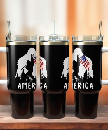 Bigfoot Is My Spirit Animal America Custom Stanley Quencher 40Oz Stainless Steel Tumbler With Handle