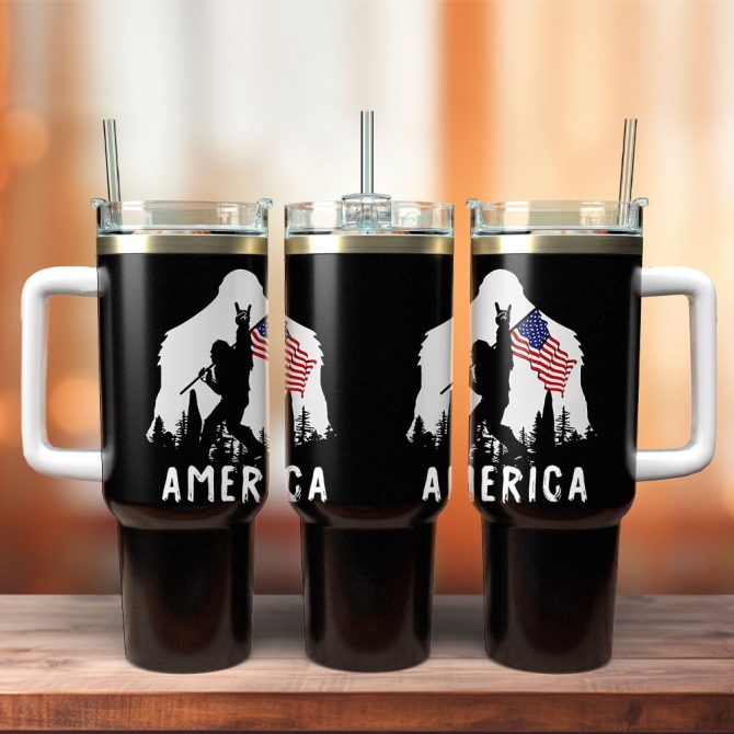 Bigfoot Is My Spirit Animal America Custom Stanley Quencher 40Oz Stainless Steel Tumbler With Handle