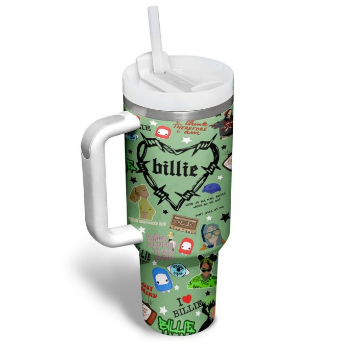 Billie Eilish Music Custom Stanley Quencher 40Oz Stainless Steel Tumbler - Image 2