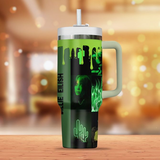 Billie Eilish Music Custom Stanley Quencher 40Oz Stainless Steel Tumbler - Image 3