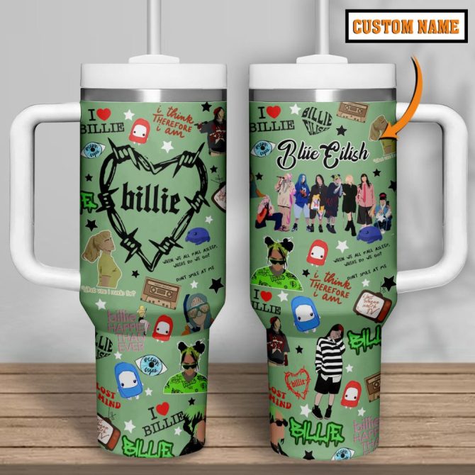Billie Eilish Music Custom Stanley Quencher 40Oz Stainless Steel Tumbler - Image 3