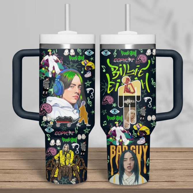 Billie Eilish Music Custom Stanley Quencher 40Oz Stainless Steel Tumbler - Image 4