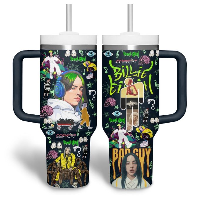 Billie Eilish Music Custom Stanley Quencher 40Oz Stainless Steel Tumbler - Image 3