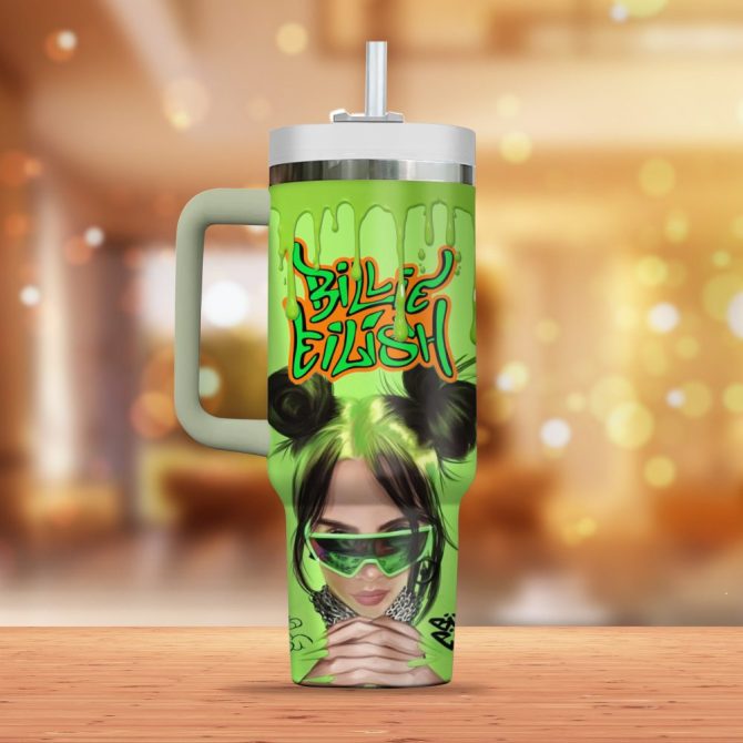 Billie Eilish Music Custom Stanley Quencher 40Oz Stainless Steel Tumbler - Image 2
